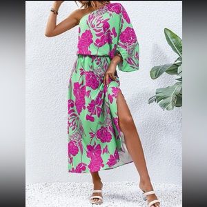 Adorable one shoulder floral dress